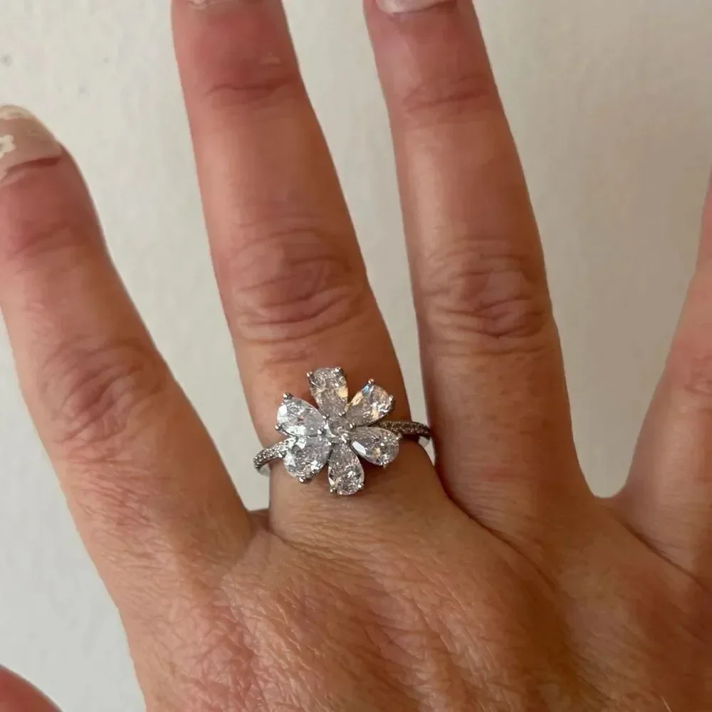 The blossom ring in 925 silver and lab created stones sz 9